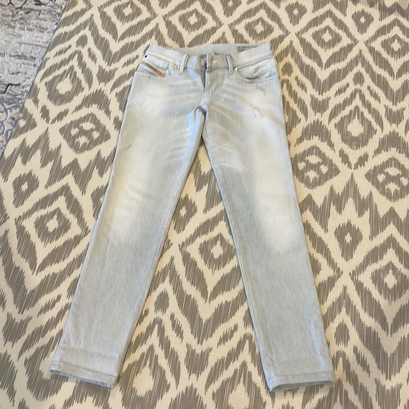 Diesel Getlegg Slim Skinny Low Waist Pinstripe Distressed Jean - Picture 3 of 6